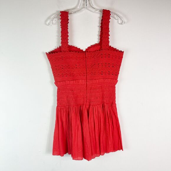 Sea NWT Camila Crochet Pleating Romper Red Size 8 - Picture 9 of 12